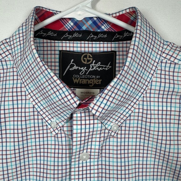 George Strait Wrangler Plaid Long Sleeve Button Down Shirt Menswear Sz XXL - Picture 1 of 8